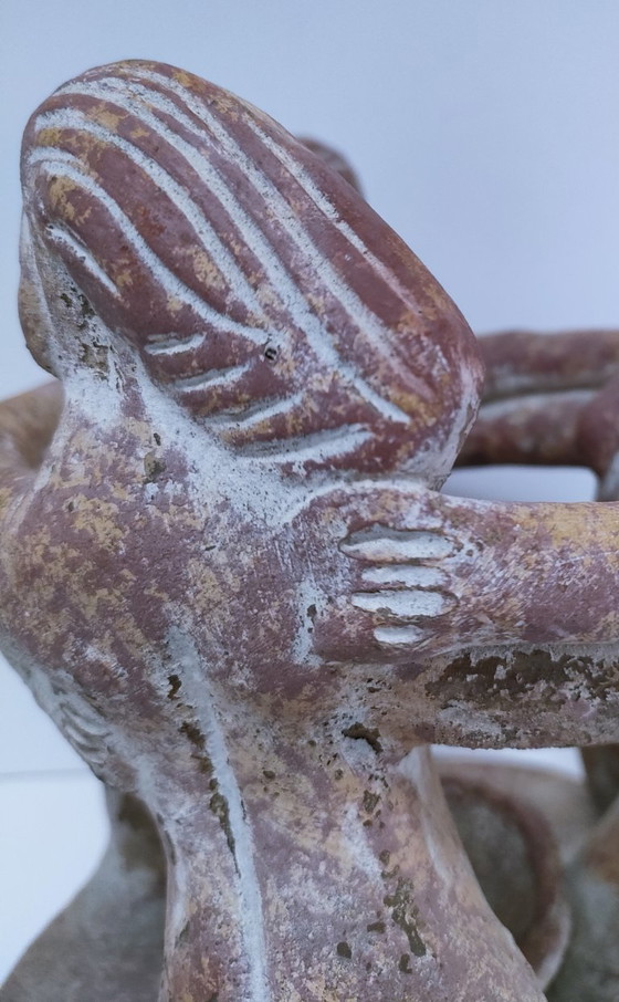 Image 1 of portacandele centrale in ceramica terracotta