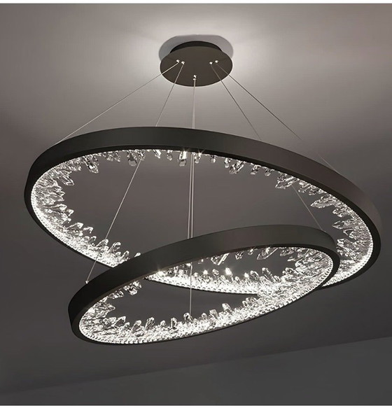 Image 1 of New modern chandeliers, 2 rings with crystal glass