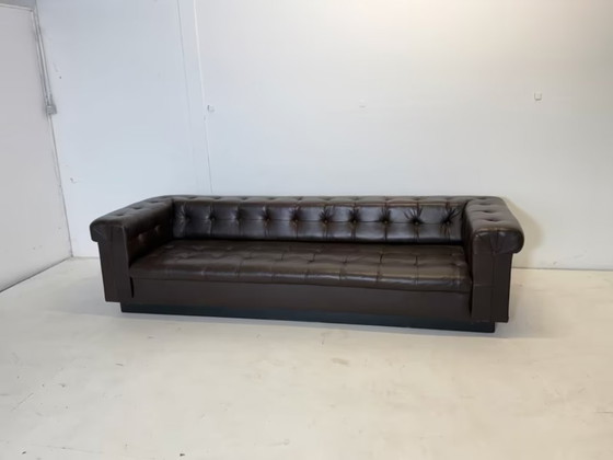 Image 1 of Edward Wormley Dunbar Leather Sofa Party 5407 Couch Armchair
