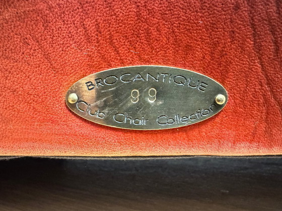 Image 1 of Brocantique Jacques Adnet Art Deco Set: Leren bank, fauteuil en poef