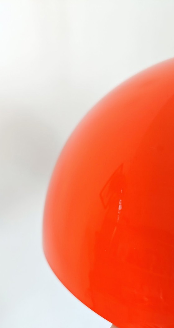 Suspension orange et blanche, Métal, Verre, Mid Century Modern (photo 6 sur 11)