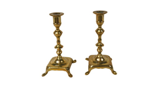 Juego de 2 candelabros vintage de latón – estilo clásico – color dorado