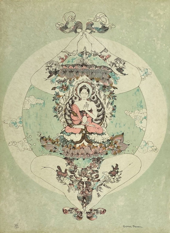 Image 1 of Didier MOREAU Bouddha Signed lithograph 1965