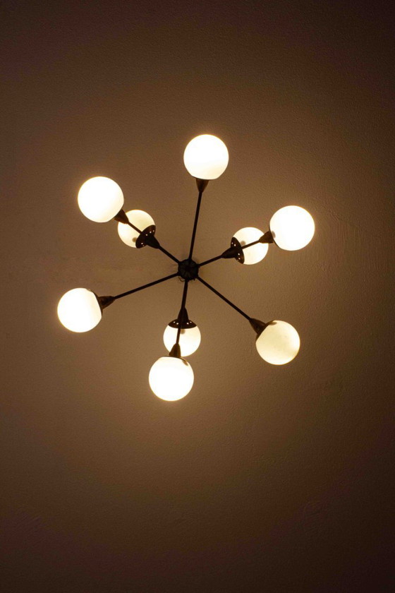 Image 1 of Lampadario italiano a globo opalino