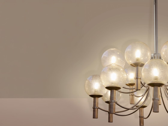 Image 1 of Paar einzigartige Veroneser Kronleuchter 65 Zoll Stahl Muranoglas 1970