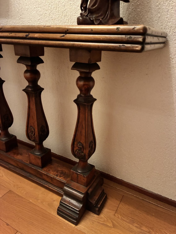 Image 1 of Mesa de pared/consola clásica maciza: madera maciza, patas de balaustre