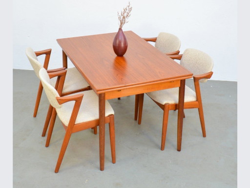 Vintage dining table, kitchen table, teak, mid-century, 60s/70s, extendable, retro