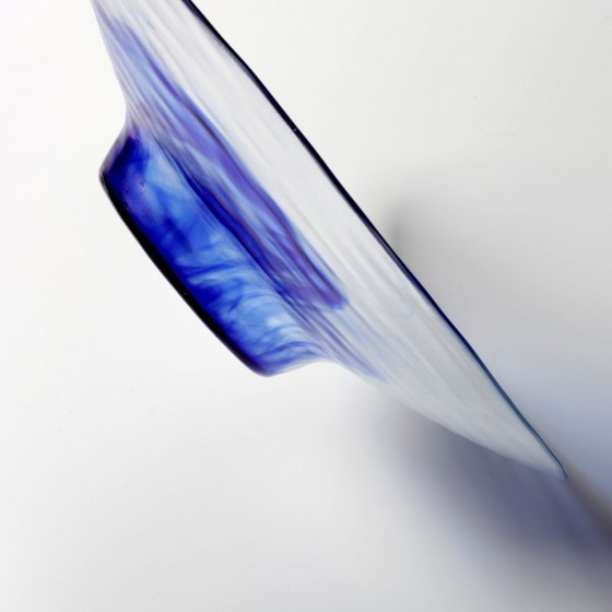 Image 1 of Vintage Blue Swirl Glass Fruit Bowl / Bormioli Rocco / Italy / 1990s