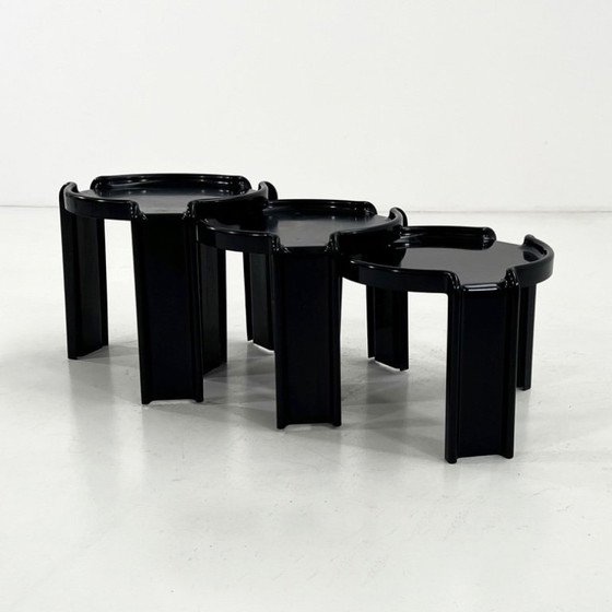 Image 1 of Set zwarte bijzettafels van Giotto Stoppino voor Kartell, jaren 70.