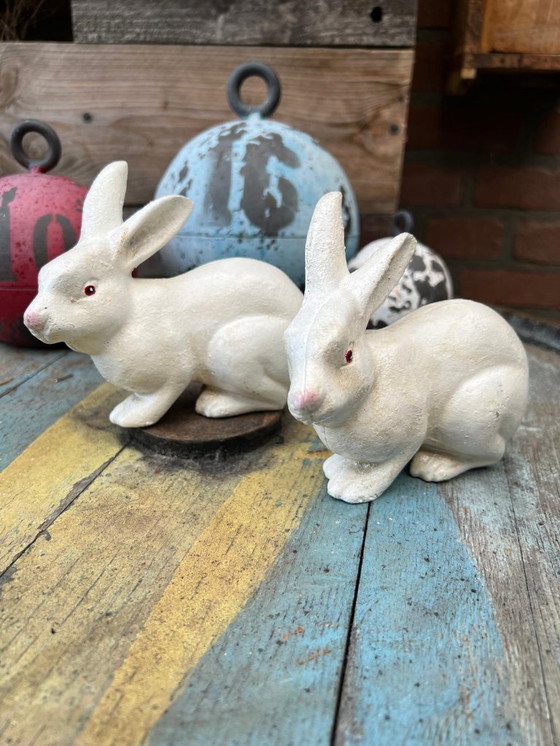 Image 1 of Set aus zwei weißen Kaninchenskulpturen