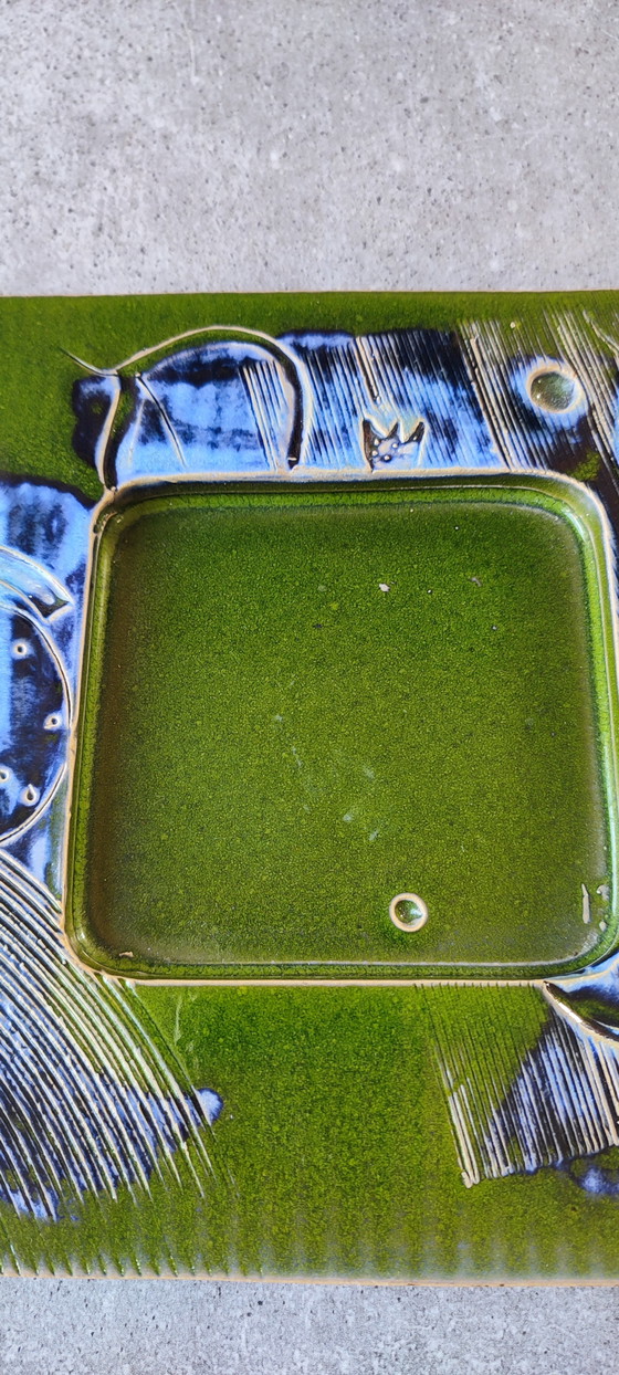 Image 1 of Vintage enamelled ceramic pocket emptier signed, 60s/70s