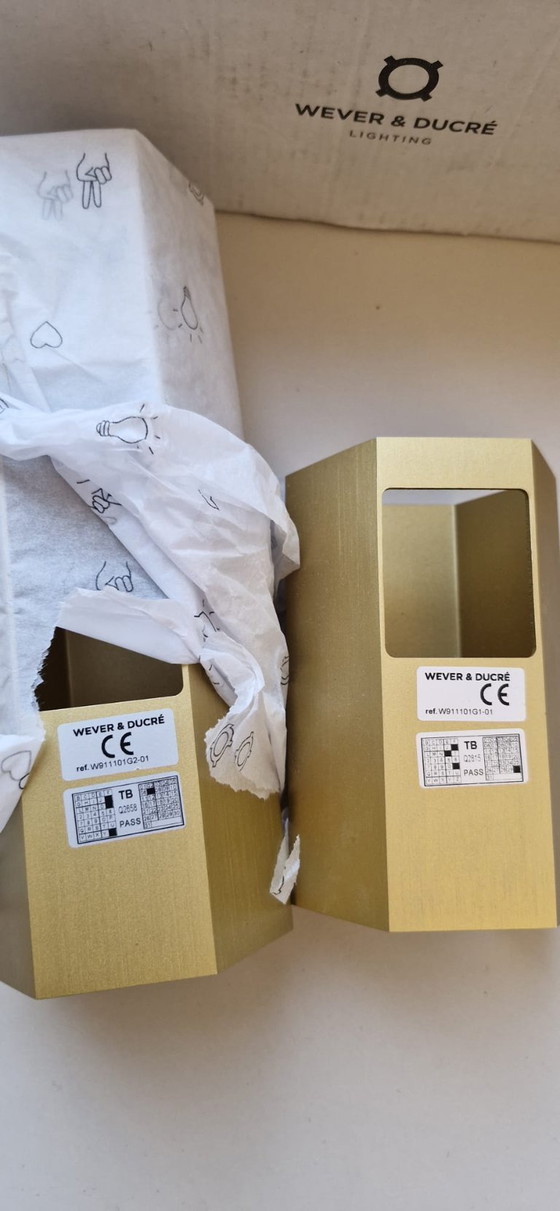 Image 1 of Wever & Ducré 1x lampada da parete Hexo mini 2.0 oro + 1x lampada da parete Hexo mini 1.0 oro