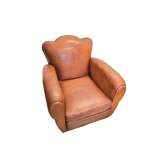 Image 1 of French Art Deco style leather club armchairs, 1950s/60s