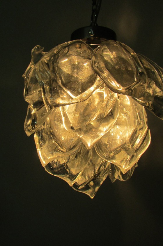 Image 1 of Designer hanglamp van roestvrij staal en glas
