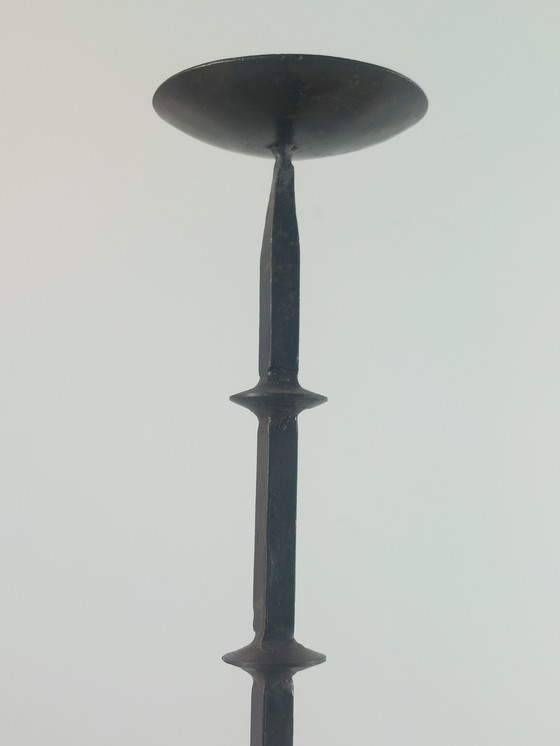 Image 1 of Vintage brutalistische, handgesmede metalen kandelaar