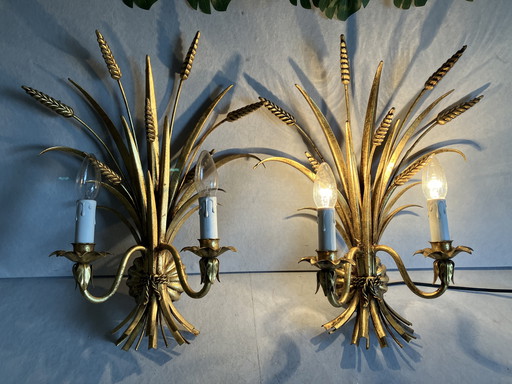 Hans Kögl 2 Florentine sconces Hollywood Regency Rococo