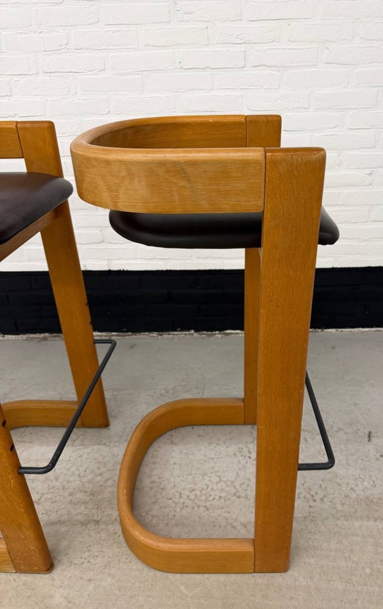 Juego de 3 taburetes de bar estilo Willy Rizzo – Wood (photo 10 of 10)