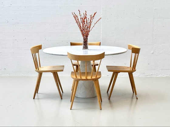 Image 1 of Tavolo rotondo in marmo di Carrara di Carlo Scarpa per Cattelan Italia, anni '70