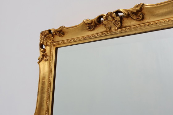 Image 1 of French Vintage square carved wooden gilded mirror in Baroque style