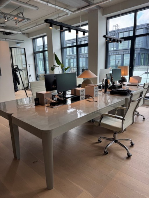 Grey lacquer desk / dining table (8 available)
