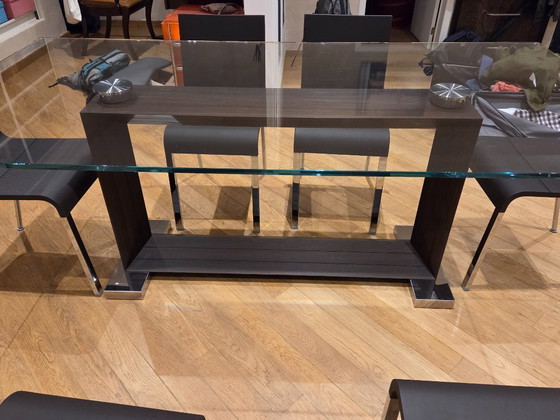 Image 1 of Cattelan Italia Monaco Tafel - Gebrand Eikenhout & Extra Helder Glas (200x100)
