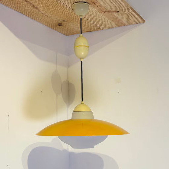 Philips, Louis Kalff UFO, Lampada a sospensione vintage anni '50 - '60, Lampade a sospensione, Metallo, Giallo (foto 4 di 21)
