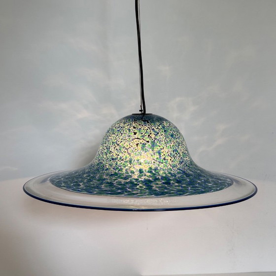 Image 1 of Lampada a sospensione in vetro di Murano blu Neverrino di Gae Aulenti per Vistosi Italia, anni '70