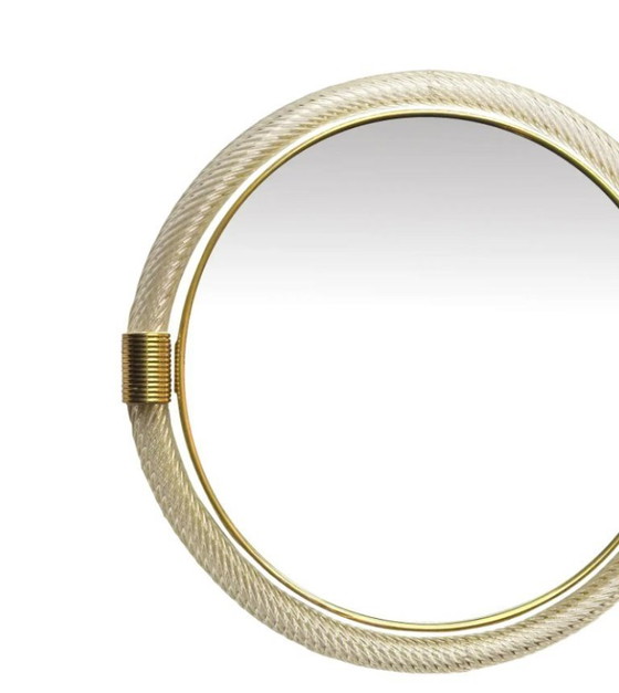 Image 1 of Venetiaanse ronde "Torgiglione-Torchon" Murano glazen wandspiegel in Barokke stijl