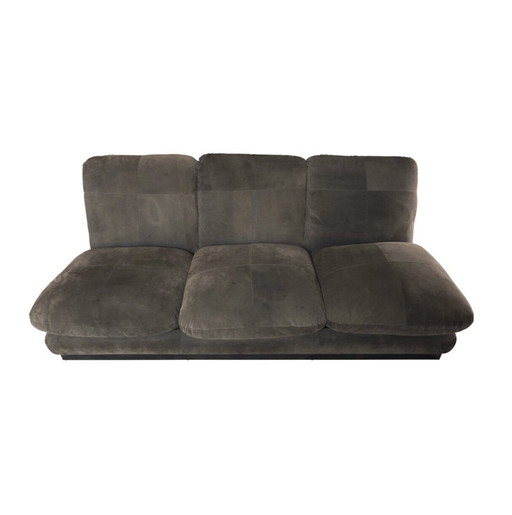 Canapé 3 places de Willy Rizzo en nubuck brun