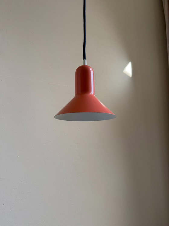 Image 1 of Vintage mini Jeka Metaltryk hanglamp - Zalmkleur - Deense designlamp