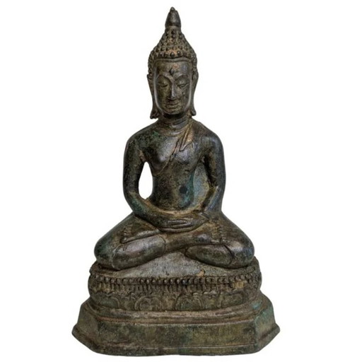 Thailändische Bronze-Buddha-Statue in Meditationshaltung