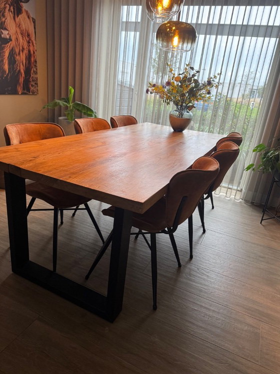 Teak houten eettafel 220x100 – Metaal (photo 2 of 5)