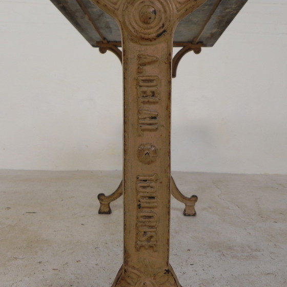Image 1 of Garden Table, Bistro Table A. Delail Toulouse With Marble Top, 1920s