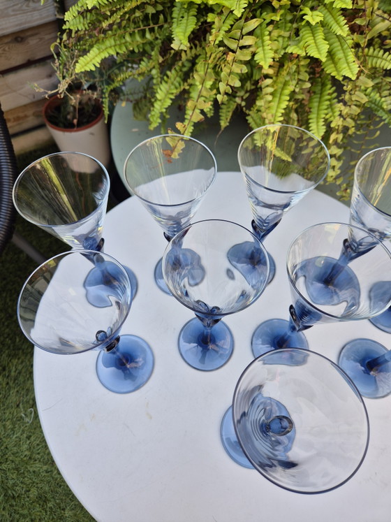 Set di 10 flûte da champagne vintage Luigi Bormioli Light & Music in cristallo con stelo blu, prodotte in (photo 11 of 14)