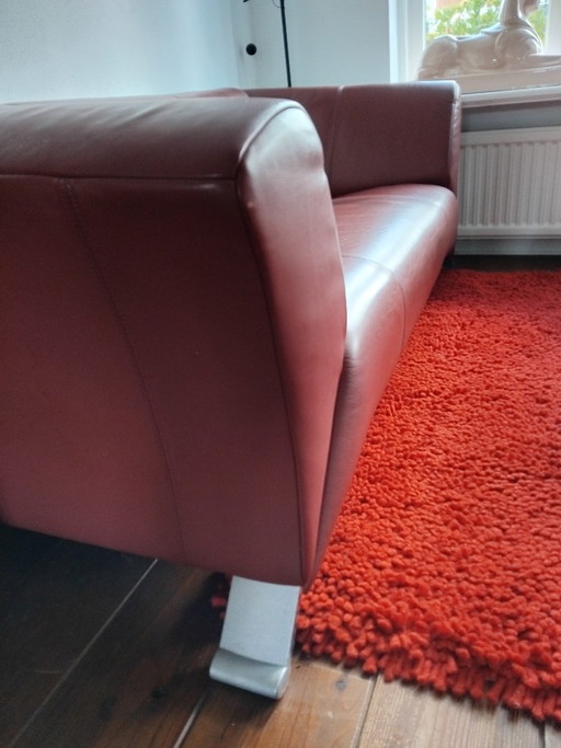 Divano Rolf Benz RB322 Pelle Rossa. – 2 zitsbanken, Leather, Metal (photo 2 of 5)