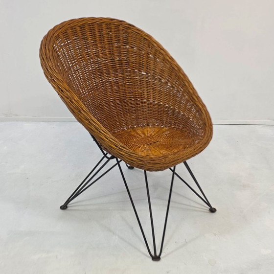 Image 1 of Chaise en rotin Teun Velthuizen icône du design des années 1950
