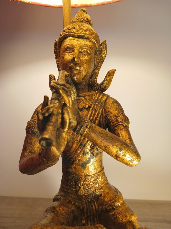 Seltene Große Thai Bronze Lampen 19. Jh. Gestempelt Chiang Mai Seide Thai Brokat – Thaïlande 19 eme (photo 8 of 15)