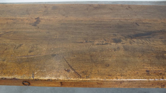Image 1 of Antique French dining table from the early 19th century with two drawers and a breadboard / extendable top