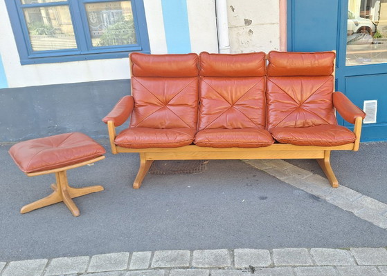 Image 1 of Banquette scandinave en bois et cuir par Soda Galvano pour Liebe Mobel