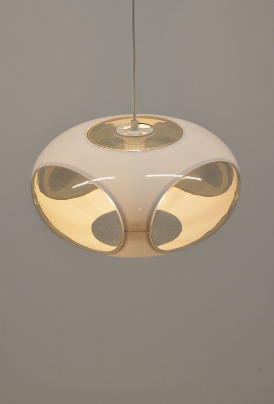 Image 1 of Space age UFO pendant lamp 'Bug Eye' (white) by Massive, 1970s