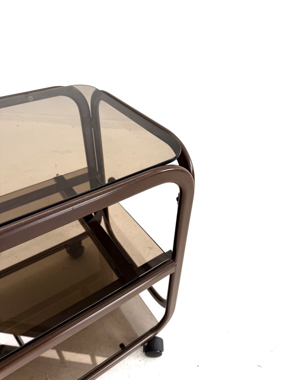 Vintage Smoked Glass & Metal Audio Furniture ‘80s – Consoles (photo 8 of 9)
