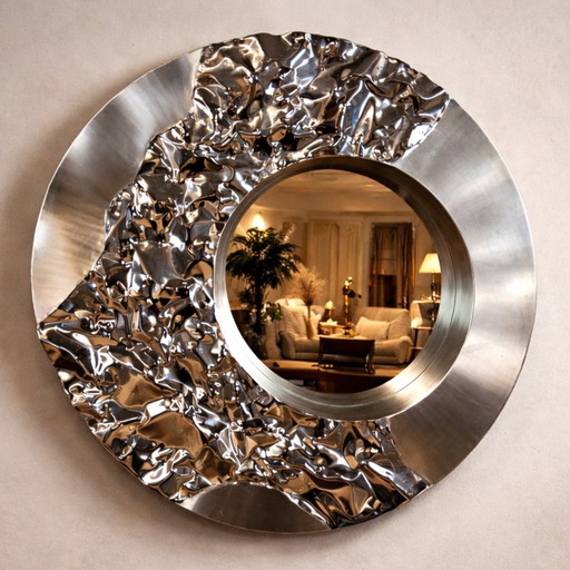 Einzigartiger organischer großer Vintage-Chromspiegel (Quecksilberspiegel) (Phillips-Kollektion)