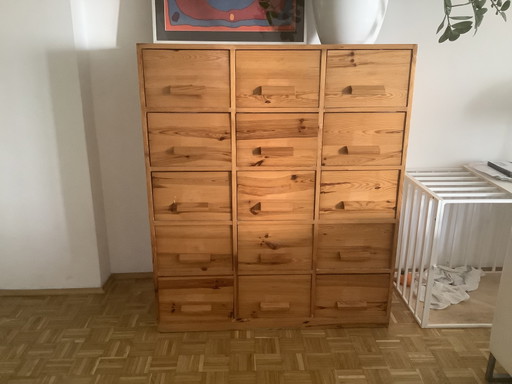 Archivador de catálogo antiguo, archivador de madera maciza. – archiefkasten, Wood