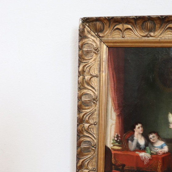 Image 1 of Scene Between Girls, Oil Painting on Canvas, Italy 19th Century