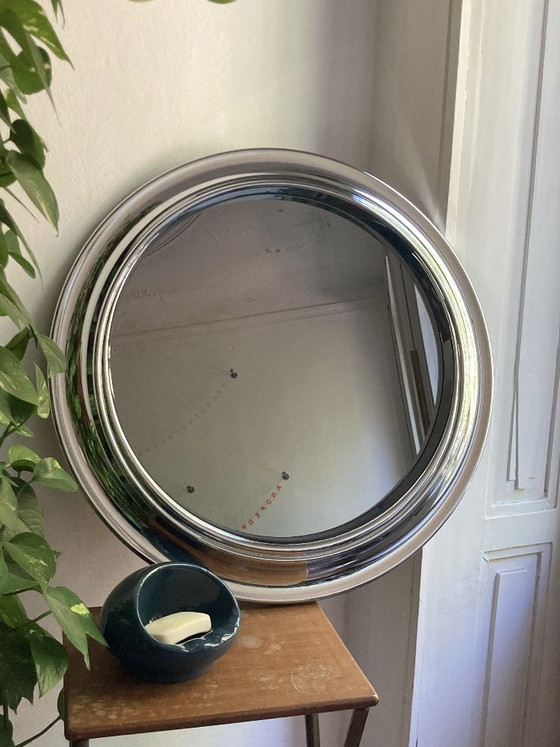 Image 1 of Large mirror with space age chrome frame