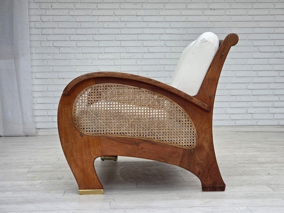 Image 1 of Anni '70, divano danese a 2 posti di Klaus Wettergren, tessuto di cotone, rete per mobili, legno di teak.