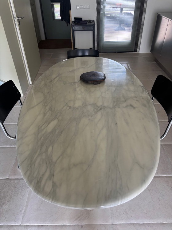 Image 1 of Carrara Marmer eettafel ovaal 180 cm lang