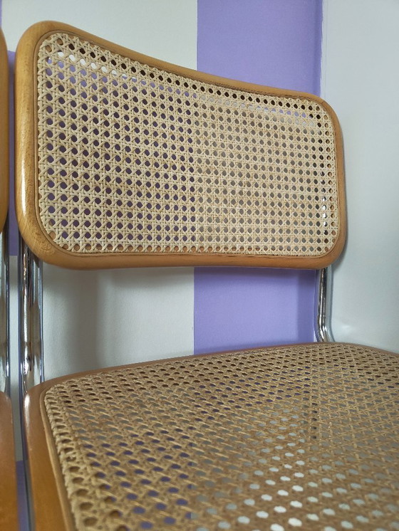 Image 1 of Ensemble de 2 chaises B32 de Marcel Breuer, piètement traîneau chromé