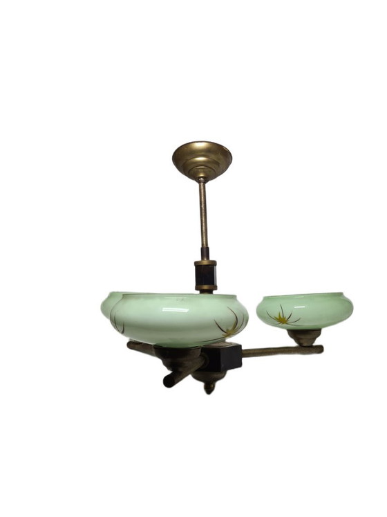 Bakelieten kroonluchter in art-decostijl, Polen, jaren 1950 – Glass, Metal (photo 8 of 14)
