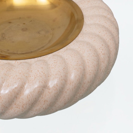 Image 1 of Set of lighter and ashtray in Ceramic Brass by Tommaso Barbi, Italy, 1960s